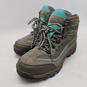 Hi-Tec Skamania WP Waterproof Hiking Boots Women 10 Taupe Teal 150/00701 Mid Top